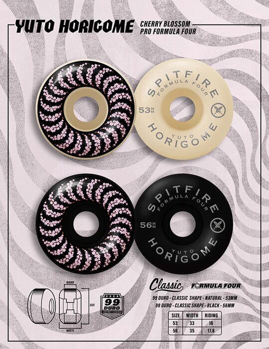 SPITFIRE YUTO HORIGOME F4 CLASSIC CHERRY BLOSSOM 99D 53 56mm