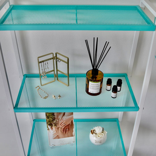 ブルー×ホワイト ディスプレイオープンラック シェルフ スチール棚