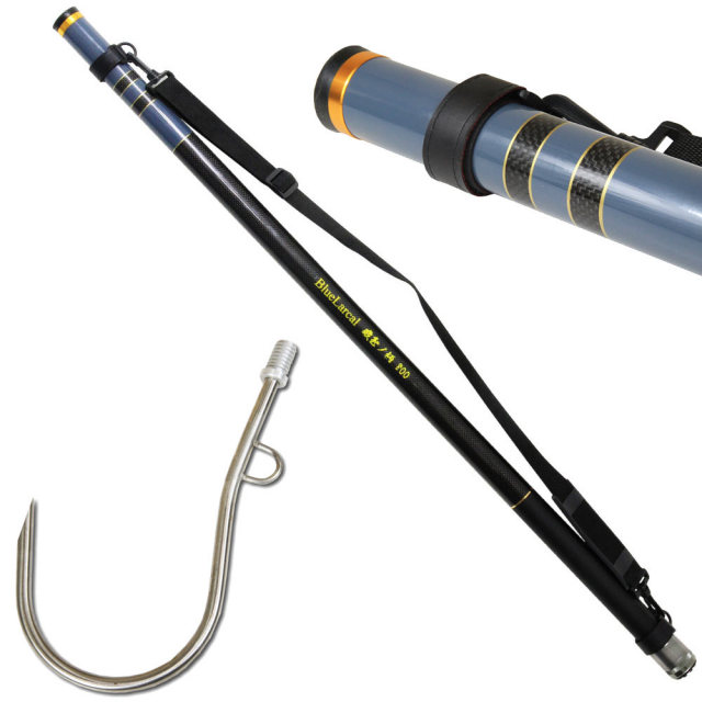 ショアジギング セット 8M ロープ掛け付ギャフ ＆ BlueLarcal 磯玉の柄