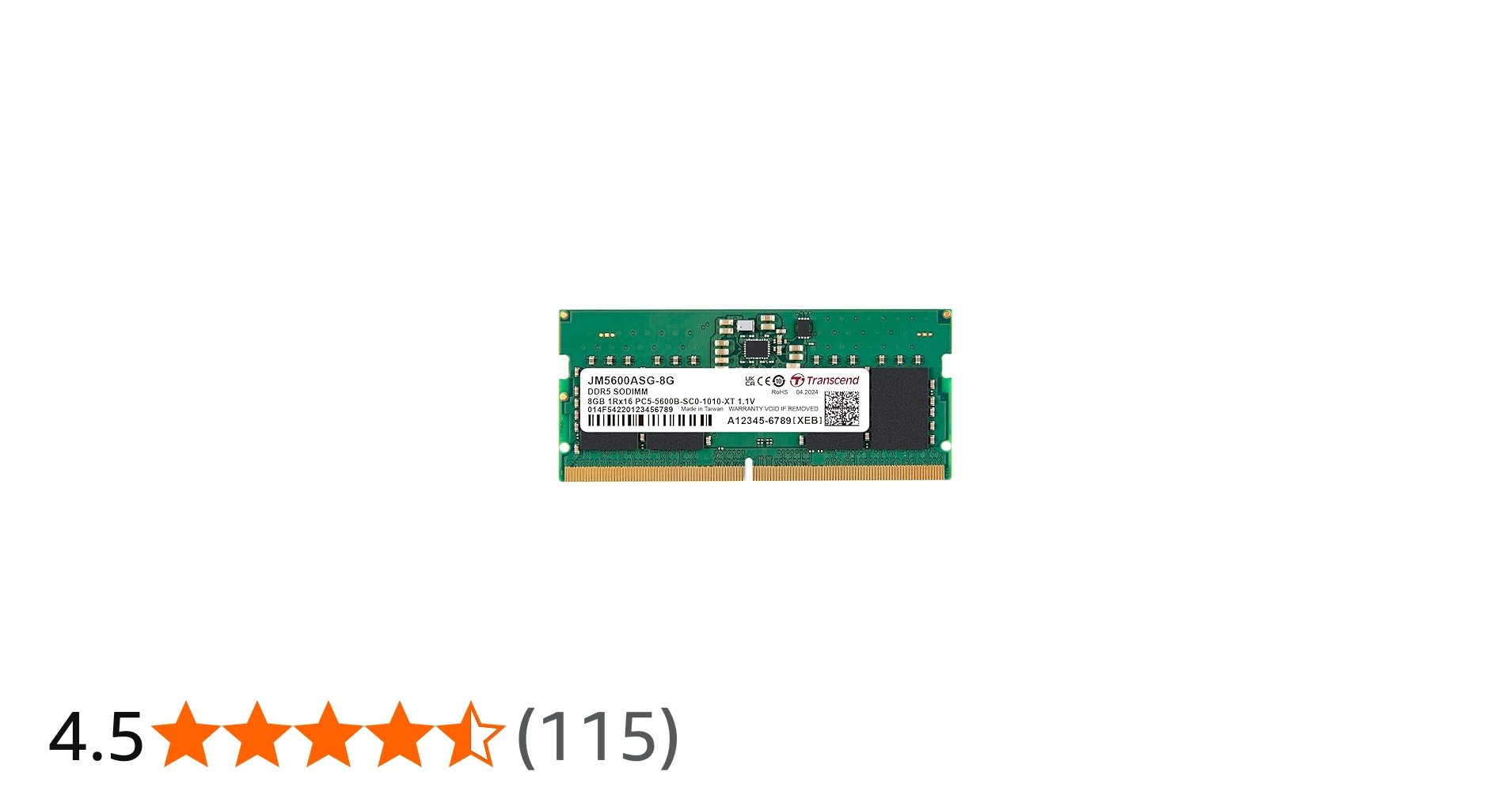 Amazon | トランセンド ノートPC用メモリ PC5-44800(DDR5 5600) 8GB