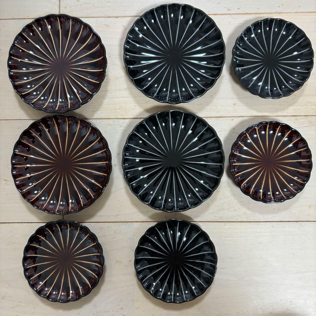 【新品】ぎやまん3寸✖︎2枚、4寸✖️2枚　8枚セット ぎやまん陶 デザートセットペア（浅小鉢2個+4.5寸皿2枚） – カネコ小兵